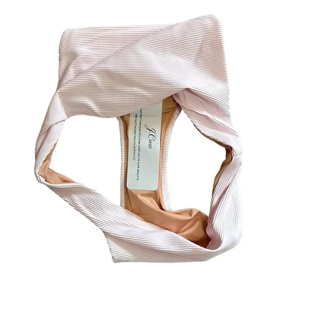J.Crew Blush Pink Ribbed Curved Waist Bikini Bottom, Women’s, Size S